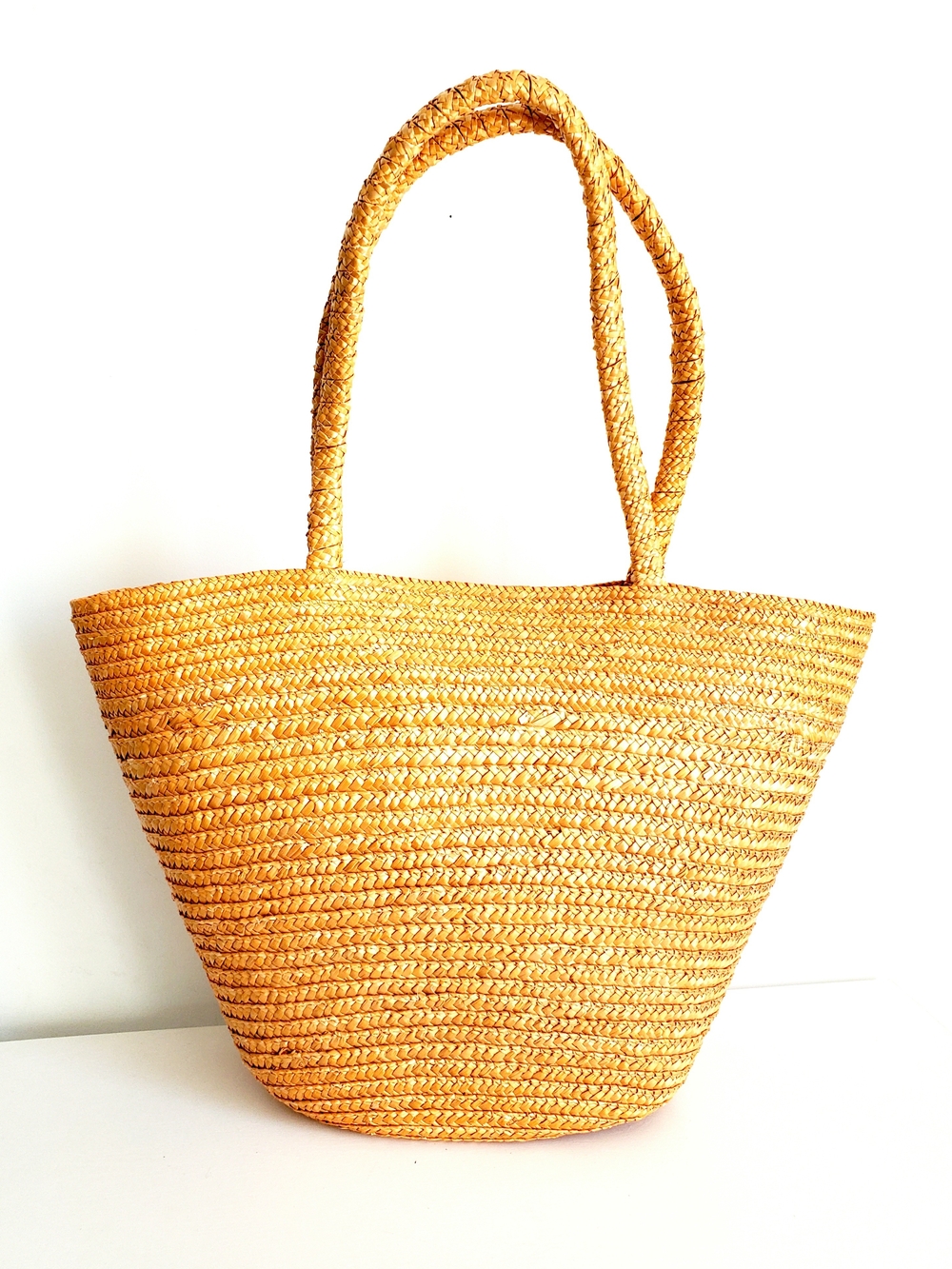 Lancome Woven Straw Tote in Light Orange